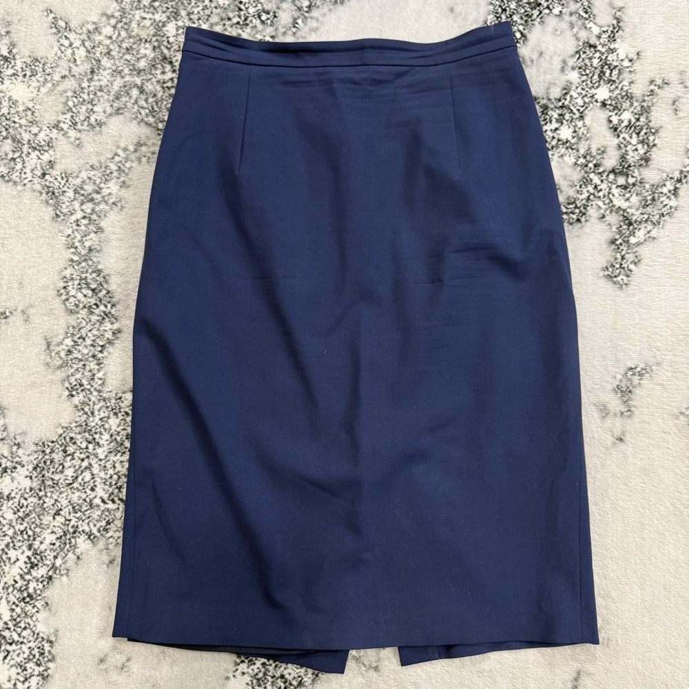 Theory Pencil Skirt Womens 6 Navy Wool Stretch Career Office Classic Hemdall